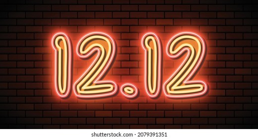12.12 advertising neon banner. vector illustration.