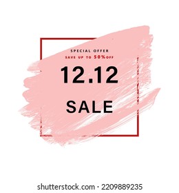 12.12 Big sale. banner
12.12 event sale with red frame over brush stroke background. Vector illustration