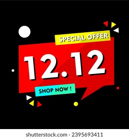 12.12 Big Sale Discount Promo Poster Advertisment Marketing Business For Social Media Vector