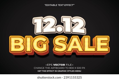 12.12 Gran venta de texto efecto 3d vector editable 