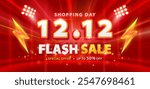 12.12 discount flash sale background. Vector illustration for shopping day, online shopping, special Offer coupon, voucher, banner template, websites, social media advertising.