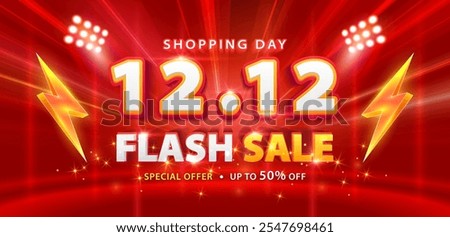 12.12 discount flash sale background. Vector illustration for shopping day, online shopping, special Offer coupon, voucher, banner template, websites, social media advertising.