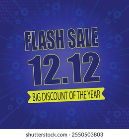 12.12 Flash Sale Banner Design for Big Discounts and Marketing Campaigns. Blue 12.12 flash sale banner design with big discounts, coupons, clearance deals, and marketing concepts.