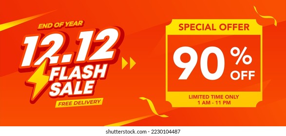 1212 Flash Sale Banner Promotion Design. Flash Sale Vector illustration 