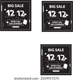 1212 Flash Sale Banner Promotion Design. Flash Sale Vector illustration