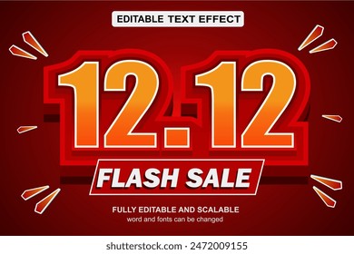 12.12 ARCHIVO DE VECTOR DE EFECTO DE TEXTO EDITABLE DE FLASH SALE