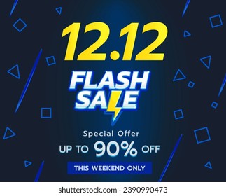 12.12 flash Sale illustration concept is vibrant, energetic, and visually captivating, aiming to convey a sense of excitement and the opportunity for amazing deals and discounts.