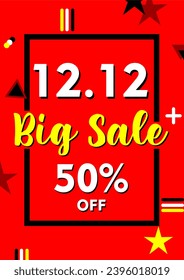 12.12 Mega Sale Poster Business Advertisement Marketing For Social Media Vector
