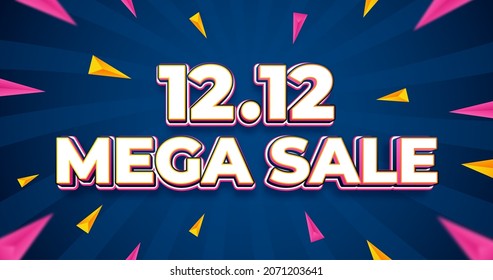 1212 mega sale text with abstract geometric background