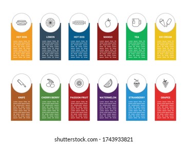 12-12 Mix food Web Line Icons with name for Website, Application And Software Designing.