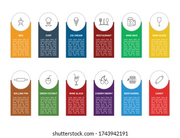 12-12 Mix Web food and drink Line Icons with name for Website, Application And Software Designing.