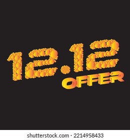 12.12 Offer 3d typography design vector illustration.12.12 offer event