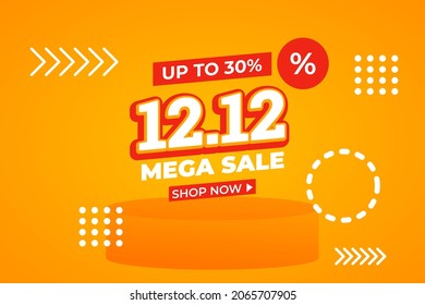 12.12 online shopping day sale banner vector template