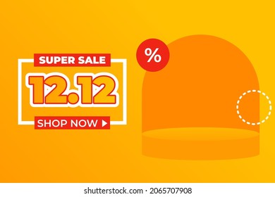 12.12 online shopping day sale banner vector template