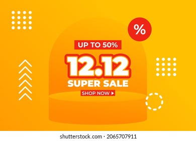 12.12 online shopping day sale banner vector template