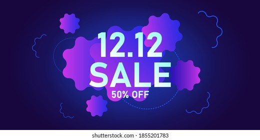 12.12 Sale abstract background with text "50% off", Vector Banner for shop.	