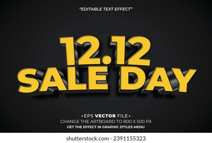 12.12 Sale Day text effect 3d editable vector 