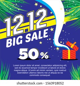 12.12 Shopping day. big sale banner. 12 December sale poster template. Vector illustration. Christmas sale