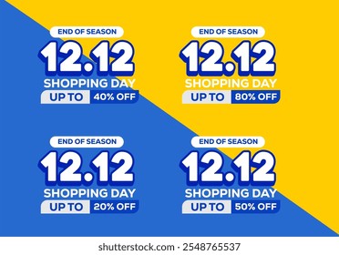 12.12 shopping day discount sale banner set Flash sale banner template design