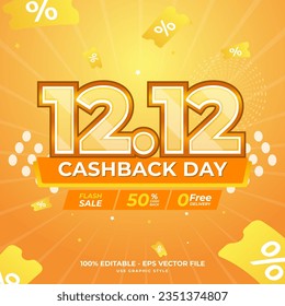 1212 shopping day festival flyer and banner text effect