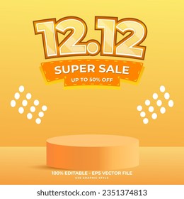 1212 shopping day festival flyer and banner text effect
