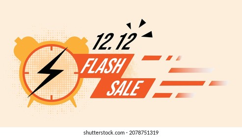 12.12 Shopping Day, Flash Sale. Perfect for posters or banners. 12.12 World day global shopping. on an orange background. Flash Sale, online sales.