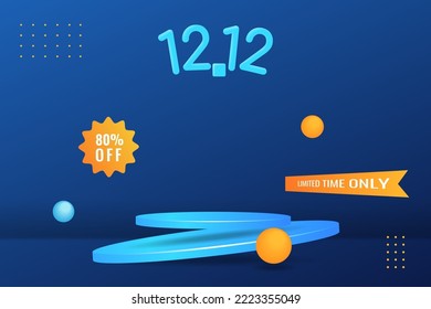 12.12 shopping day flash sale blue podium banner design