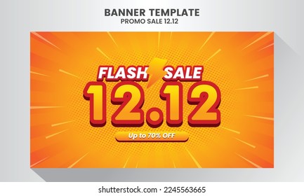 12.12 Día de compras Flash Sale Super Sale Banner Plantilla de diseño oferta especial