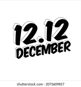 12.12 Shopping day font expression pop art comic speech bubble. Vector illustration. Line Art Drawing