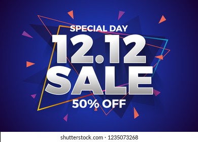 12.12 Shopping Day Sale Banner Background. 12 December Sale Poster Template. Vector Illustration