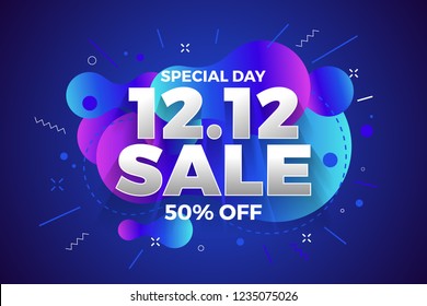 12.12 Shopping day sale banner background. 12 December sale poster template. Vector illustration