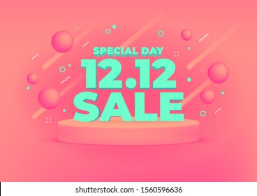 12.12 Shopping day sale banner background. 12.12 Crazy sales online.