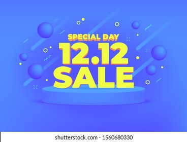 12.12 Shopping day sale banner background. 12.12 Crazy sales online.