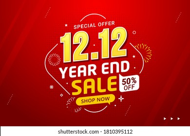 12.12 Fondo de banner de venta en el día de la compra para ilustración vectorial de promoción comercial