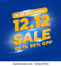 12.12 Shopping Day Sale Banner Background. 
12 December Sale Poster Template With Blue Colour, Promotion Mega Sale, Super Sale 12. 
Vector Illustration
