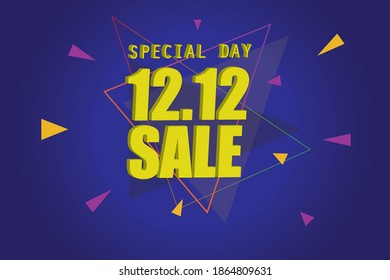 12.12 Shopping day sale banner background. 12 December sale poster template. Vector illustration