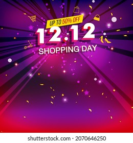 12.12 Shopping day sale banner with Singles Day for special offers, shopping holiday sales and discounts. Promotion and shopping template 