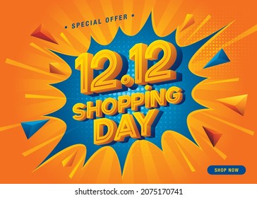 12.12 Shopping Day Sale Banner Template design special offer discount, Shopping day banner template, Abstract Triangle Splash Sale Web Header template design for Sale and discount promotion poster.