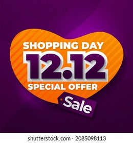 12.12 shopping day sale banner design background for media promotion, social media post and web banner
