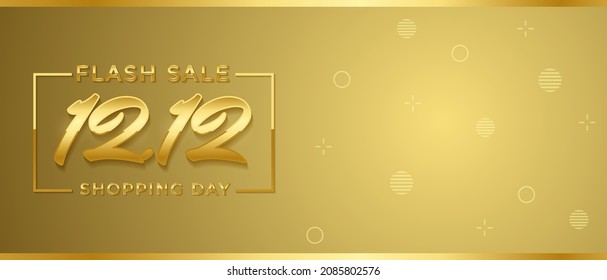 12.12 shopping day sale banner with luxury style and golden color vector background for media promotion