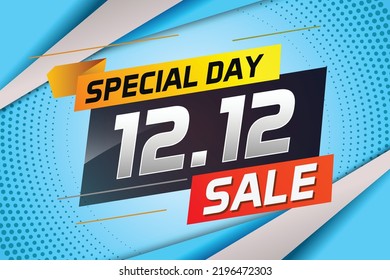 12.12 Shopping day sale banner background 12 December sale poster template vector illustration	
 for use landing page, template, ui, web, mobile app, poster, banner, flyer, background