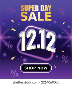 12.12 shopping day sale banner background vector. Shopping day sale banner background for business retail promotion vector illustration