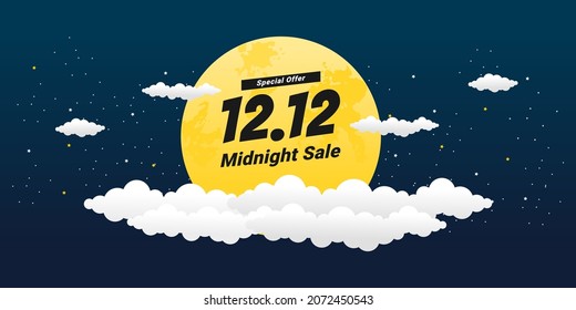 12.12 Shopping day sale. Digital marketing announcement flyer, brochure, poster, web ads for promotion sale. Easy croping on square banner size for social media template