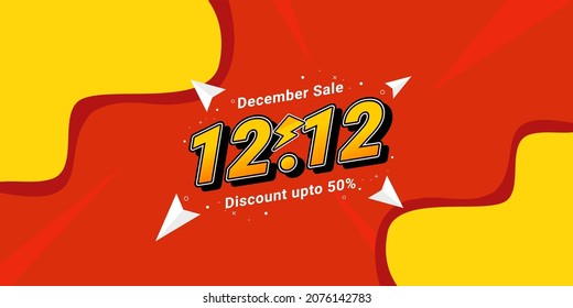 12.12 Shopping day sale. Digital marketing announcement flyer, brochure, poster, web ads for promotion sale. Social media post template easy to croping on square banner size 