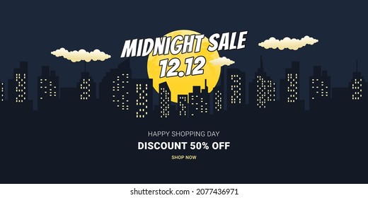 12.12 Shopping day sale. Digital marketing announcement flyer, brochure, poster, web ads for promotion sale. Easy croping on square banner size for social media template