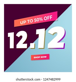 12.12 Shopping day sale poster or flyer design. colorful background, vector illustrator 