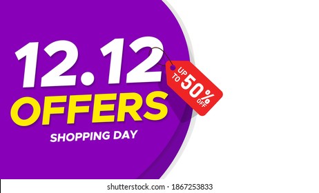 12.12 Shopping day sale poster or flyer design. 12.12 Crazy sales online. EPS 10