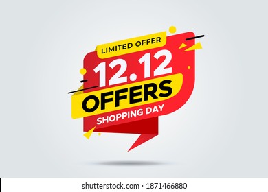 12.12 Shopping day sale poster or flyer design. 12.12 Crazy sales online. EPS 10