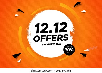 12.12 Shopping day sale poster or flyer design. 12.12 Crazy sales online. EPS 10