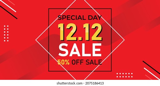 12.12 Shopping day sale poster or flyer design. Global shopping world day Sale on colorful background. 12.12 Crazy sales online.
